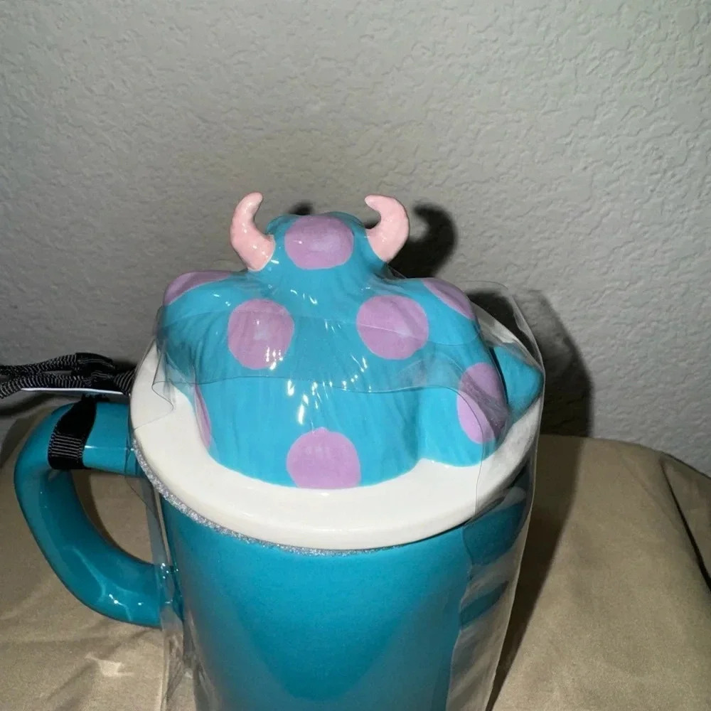 RAE DUNN Monsters Inc "SULLEY" Blue Mug w/ Topper Pixar Disney NEW W TAG - Picture 4 of 5